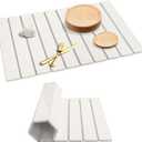 White Stone Drying Mat for Kitchen Counter, Foldable 24" x 16" Diatomaceous Earth Dish Drying Mat, Quick-Dry and Absorbent Mat for Dishes, Bottles, Cups, Bathroom or Countertops