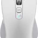 Wireless Bluetooth Mouse (USB + BT1 + BT2), Full Size, 4-Way Scrolling, Multi-Device Silent Mouse for Computer, Laptop, iPad, MacBook (White)