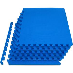 ProsourceFit Extra Thick Puzzle Exercise Mat, EVA Foam Interlocking Tiles for Protective, Cushioned Workout Flooring for Home and Gym Equipment, Black - 3/4 inch - 24 Sq Ft - 6 Tiles (Blue)