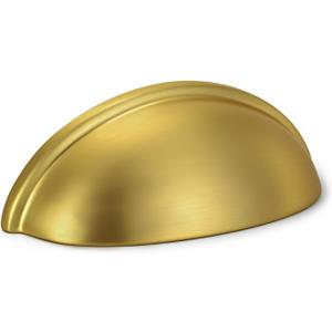 HOMOTEK 15 Pack Drawer Bin Cup Pulls Dresser Pulls for Cabinets - 3 Inch Hole Centers Furniture Handles,Kitchen Cabinet Hardware, Brushed Gold