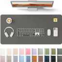 YSAGi Leather Desk Protector, Office Mat, Large Mouse Mat, Non-Slip PU Leather Blotter, Laptop Desk Pad, Waterproof Writing Pad for Office and Home (Dark Grey, 35.4" x 17")