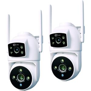 XVIM 2PK 6MP Dual Lens Security Camera Outdoor, 2.4GHz WiFi Cameras for Home with Waterproof, 360° View, AI Detection, Color Night Vision, Two-Way Audio
