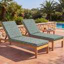 Kigley 72x21 Inch Outdoor Chaise Lounge Chair Cushions Set of 2, Pool Patio Chair Cushions for Outdoor Furniture Waterproof High-Density Foam Pad with Covers Non-Slip Ties Lawn Beach(Paisley,Green), 72.05 x 20.87 x 2.99 inches