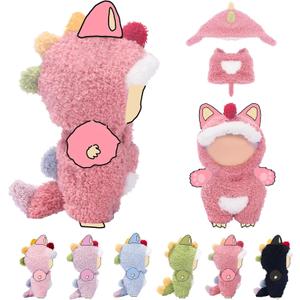 Clothes for LABUBU 17cm Doll (NO Dolls), Dinosaur Outfit for LABUBU, Dino Dolls Keychain Accessories, Faking Animal Style Outfit Jumpsuit Dinosaur Costume for LABUBU (Rose Red)