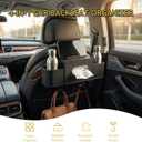Backseat Car Organizer, 4 in 1 Multifunctional Car Back Seat Storage Organizer with Tissue Box, 2 Cup Holders, Phone Stand and Hooks, Automotive Seat Back Organizers (White)