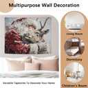 NATSUNO Christmas Santa Reindeer Tapestry, Christmas Wall Tapestry for Bedroom, Vintage Winter Xmas Santa Reindeer Tapestries Wall Hanging for Home Bedroom Living Room Decor, 50x60 Inches