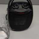 Kismile Small Electric Space Heater Ceramic Space Heater,Portable Heater Fan for Office with Adjustable Thermostat and Overheat Protection ETL Listed for Kitchen, 750W/1500W(Black) (Luxury Black-Built-in Handle)