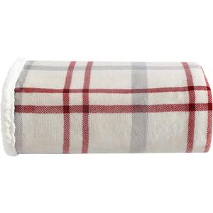 Eddie Bauer - Throw Blanket, Brushed Fleece & Plush Sherpa Bedding, Blanket for Couch & Bed (New Castle Red, 50" x 60")