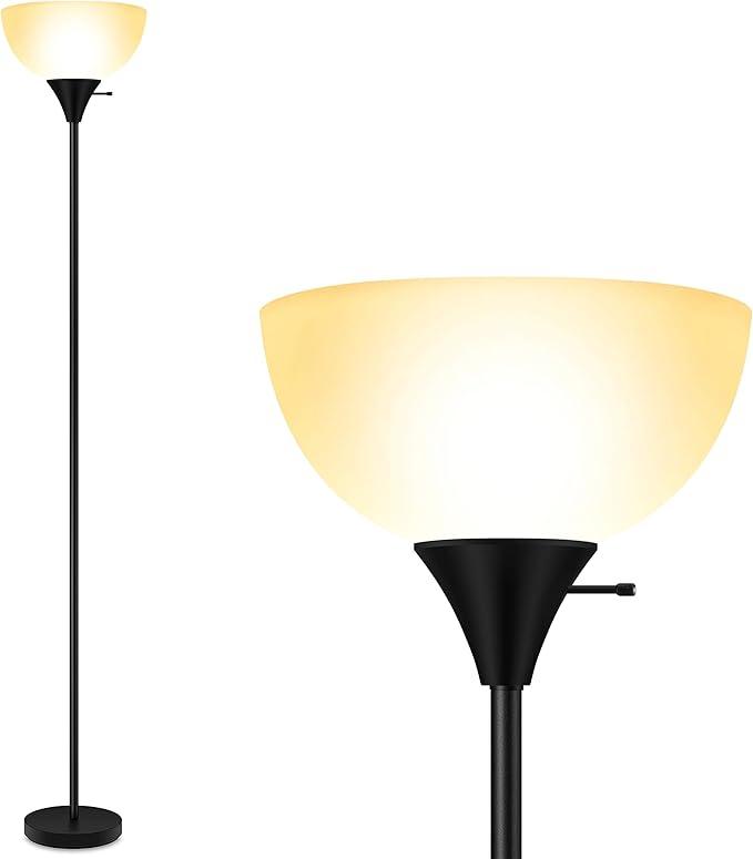 BoostArea Floor Lamp, 70.1” Tall Lamp, LED Black Floor Lamp, E26 Base, Eye-Caring, Modern Torchiere Floor Lamps for Living Room, Bedroom, Office（Bulbs not Included）