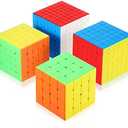 4 Pieces Stickerless Speed Cube Set 4x4 5x5 6x6 7x7 Stickerless Speed Cube Puzzles Toys Collection