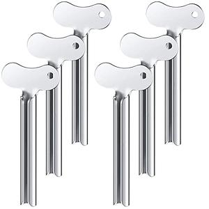 ZOCONE Toothpaste Squeezer, 6pcs Metal Tube Squeezer Key Stainless Steel Toothpaste Roller Tube Wringer for Paint, Cream, Cosmetic and Hair Dye(E)