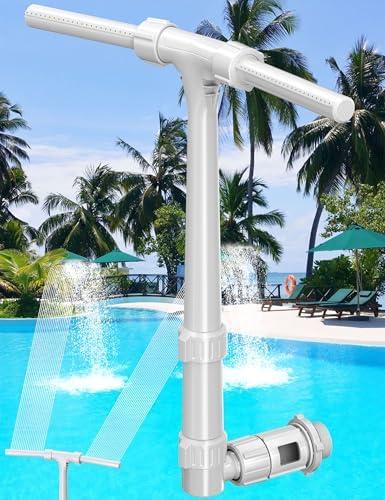 Pool Fountain for Above and In-Ground Pools, Pool Waterfall with Dual Sprayer Multiple Spray Method, Adjustable Swimming Sprinkler Cooler with Extension Tube for Pool (Gray)