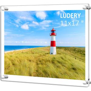 11x17 Clear Acrylic Wall Mount Floating Frameless Picture Frame for Wall, Frameless Picture Frame Panel For Degree Certificat, ArtworkFamily Portraits-1pack(Full Frame is 14.5x18.5)