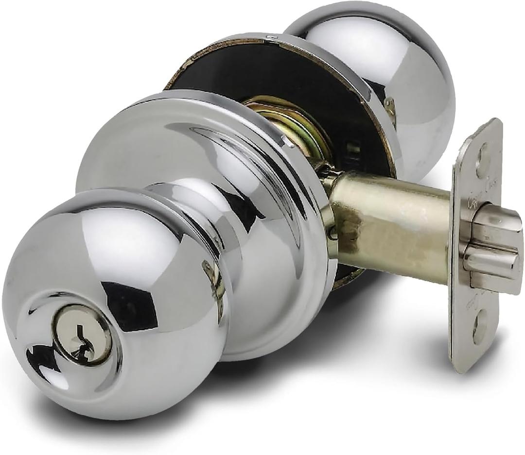 Copper Creek BK2040PS Ball Door Knob, Keyed Entry Function, 1 Pack, in Polished Stainless