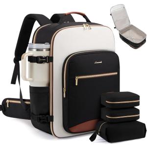 LOVEVOOK 56L Travel Backpack for Women & Men, Airline Approved Carry On Luggage with 3 Packing Cubes, TSA Overnight Bags, Waterproof Personal Item Bag, Weekender Essentials Backpacks fits 17" Laptop