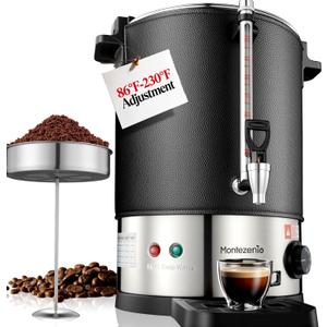 100 Cup Commercial Coffee Urn with Temp Control, 1500W Extra Large Coffee Maker Double Insulated 304 Stainless Steel Coffee Dispenser Hot Water Urn with for Home Party Office Catering(15L/100cups)