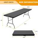 FDW 8FT Folding Table Half Portable Foldable Table Picnic Table for Office Home Camping Party (Black, 8 FT)