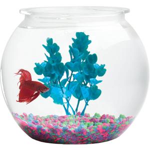Aquatic Wonder 1 Gallon Fish Bowl: Round Crystal Clear Plastic is Break-Resistant and Light Weight. Ideal for Betta Fish Aquarium, Home décor and Party Drinks