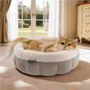 BALANCE Cat Beds for Indoor Cats, Washable Round Cat Bed, Cute Kitten Bed with Anti-Slip Bottom for Kitty and Puppy, 18 Inches, Goat