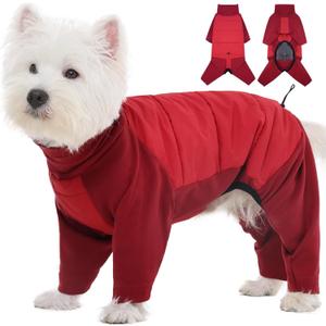 ROZKITCH Dog Coat with Harness, Dog Winter Jacket, Dogs Onesie Body Warm Jackets, Small Dogs Winter Coats Reflective Windproof Warm Cold Weather Coats, Pet Waterproof Jacket Hiking Red S (Chest: 20-23"; Back:16-17"))