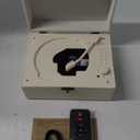 Rechargeable Leather CD Player with Speakers, Bluetooth Transmitter, Festival Gift, BGM Player for Home Decor., white