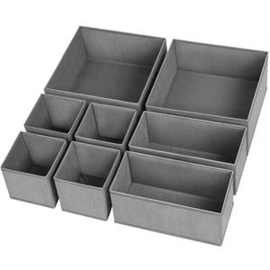 Criusia Drawer Organizer Clothes, 8 Pack Underwear Organizer, Foldable Closet Organizers and Storage Dresser Dividers for Clothes, Socks, Scarves, Ties (Gray) (Grey)