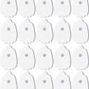 20-Pack TENS Unit Replacement Pads, Long-Lasting Snap Electrodes for 50 Times of Use per Pad, Latex-Free TENS Pads Set Compatible with TENS EMS Devices Using 3.5mm Button Lead Wires (White)