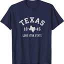 Texas TX T-Shirt Vintage Sports Design Texan Tee T-Shirt, L, Navy