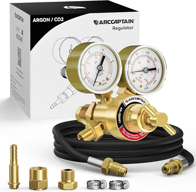 ARCCAPTAIN Argon/CO2/Helium Regulator with 8.2FT Inert Gas Welding Hose