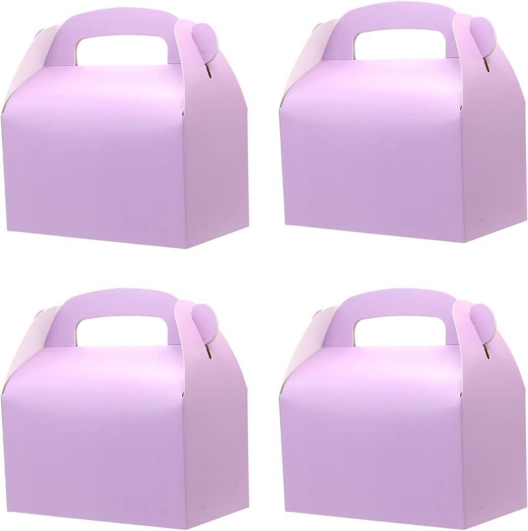 30-Pack Purple Party Favor Treat Boxes, Goodie Boxes, Gable Paper Gift Boxes with Handles. Perfect for Purple Birthday Party Baby Shower Decoration Supplies.