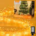 Flowing Fairy Lights Plug in with 14 Modes, 10FT 388LED Twinkle Firecrackers String Lights Indoor Waterproof, Christmas Tree Cluster Lights for Bedroom Garland Christmas Decor, Warm White