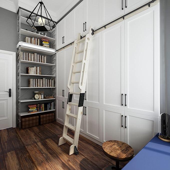3.3FT Sliding Library Ladder Hardware kit Telescopic Upper Roller,Floor Wheels with Brakes (No Ladder)