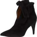 XYD Women Classical Pointed Toe Ankle Booties Dress Low Kitten Heels Graceful Bow Pull-on Boots Party Festival Shoes (9, Black)