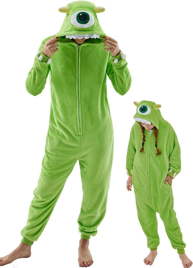 GONAAP Unisex Adult Onesie Pajamas Animal One Piece Costume Cosplay Sleepwear (Medium, Light Green)