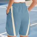 Fisoew Womens Baggy Cargo Shorts Casual Wide Leg Knee Length Drawstring Elastic Waist Workout Running Athletic Yoga Shorts