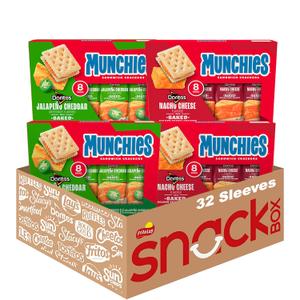 Munchies Baked Sandwich Crackers Variety Pack, Doritos Nacho Cheese and Doritos Jalapeno Cheddar, 1.38 Oz sleeves (Pack of 32)