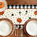 3 x Artscope Pumpkin Bow Buffalo Plaid Fall Table Runner,Thanksgiving Holiday Kitchen Dining Table Decoration for Fall Home Decor 13x90 Inch (Orange Black)