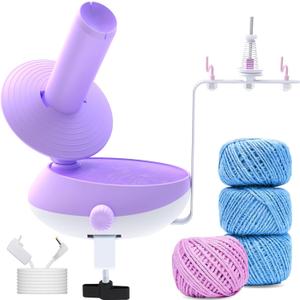 DAFENCHI Yarn Winder, Electric Yarn Winder That Can Work with Yarn Swift, Automatic Large Yarn Ball Winder for Crocheting, Speed Adjustable Yarn Spinner for Yarn Winding, Easy to Use Yarn Cake Winder (Purple)