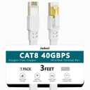 Jadaol Cat 8 Ethernet Cable 3 ft, 40Gbps 2000MHz Flat RJ45 S/FTP LAN Patch Cable, High-Speed Cat8 Network Cable for Router, Modem, Switch, Gaming Consoles, PC, Home Network & Streaming Devices, White