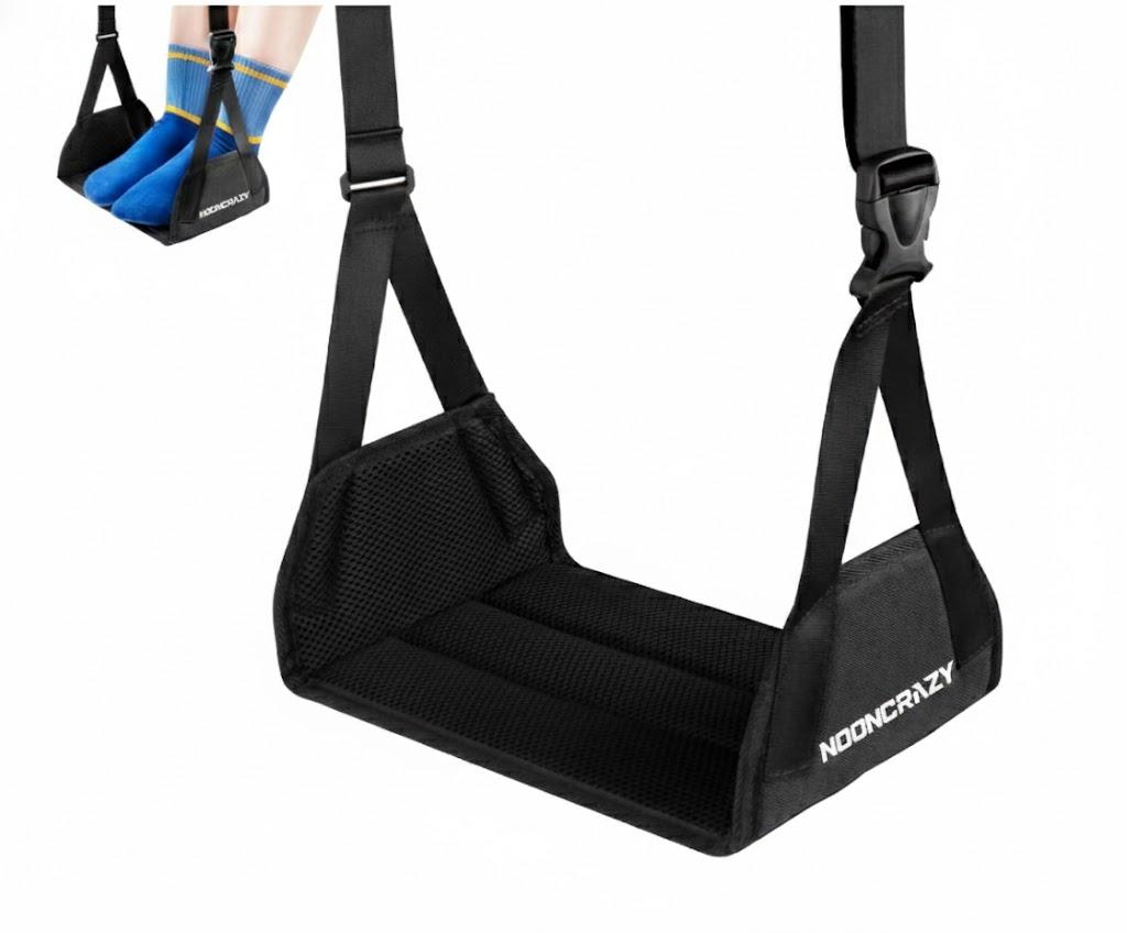 Airplane Foot Hammock, No Collapse Foot Rest for Plane Travel with Extended Adjustment Strap, Portable Desk Foot Hammock with Thickened Foam, Foot Sling Travel Essentials to Relax Your Feet