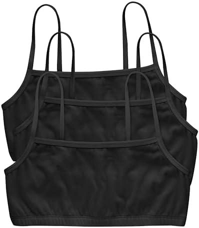 Hanes Women's Cotton String Bralette (3 Pack), M, Black