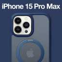 TORRAS Magnetic Ostand for iPhone 15 Pro Max Case, [Military Grade Drop Tested] [Compatible with MagSafe][Build-in Kickstand] Translucent Slim Soft Edge Anti-Fingerprint 6.7" 2023, Blue Titanium