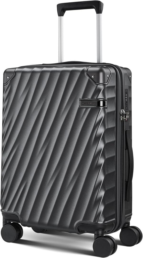 Carry On Luggage, PC Hardside Expandable Luggage with Spinner Wheels,Lightweight 20 Inch Suitcase with TSA Lock,YKK Zippers,Charcoal Metallic, Lightweight Rolling Suitcases for Business