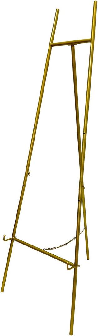 Metal Easel Stand with Chain Support for Mirror,Iron Floor Easels for Display Wedding Sign,58 Inch Adjustable Arts & Crafts Easels(Gold)