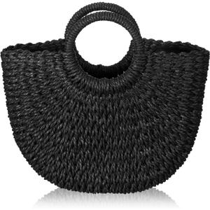 Frienda Straw Tote Bag Summer Beach Bag Handmade Straw Rattan Woven Handbag for Women Travel