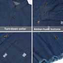 roswear Jean Shirt for Women Button Down Shirts Denim Tops Western Fall Outfits (Blue, L)