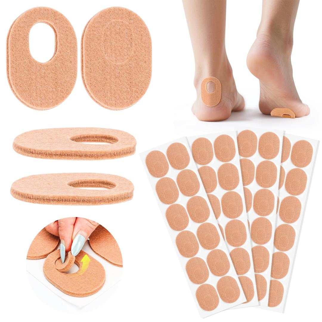 Callus Cushions 1/4" Thick Oval Soft Felt Self Adhesive Callus Corn Pads for Bottom of Foot, Toes,Heel Pain for Men Women Feet Care(48 Pcs,Nude)