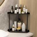 Jesginboo 2 Tier Bathroom Counter Organizer, Vanity Organizer Corner Shelf, Skincare, Makeup Countertop Organizers, Kitchen, Bathroom Counter Storage, Black