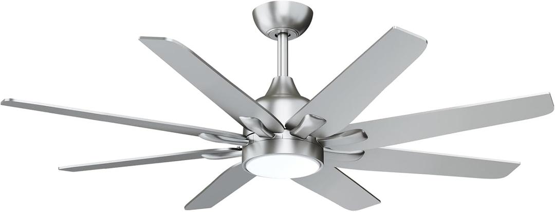 wurzee 62 Inch Ceiling Fan with Light, Brushed Nickel 3CCT Reversible DC Motor, Dimmable Timing 6 Speed, Large Ceiling Fan for Factory Warehouse