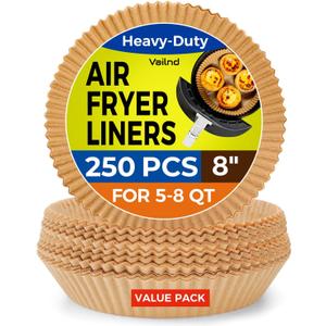 250 Pcs 8" Round Air Fryer Liners Disposable, Unbleached Parchment Paper Liners for Airfryer Basket, Non-Stick & Leakproof Baking Paper for Oven Roasting